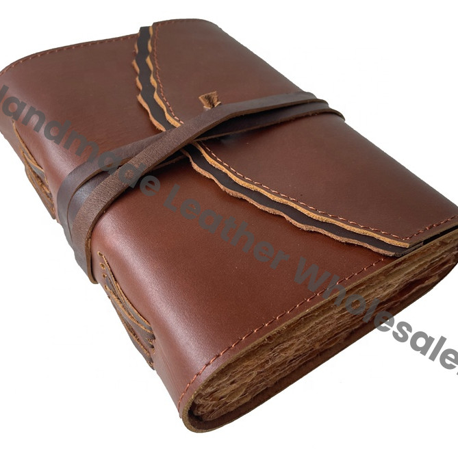 Handmade Medium Vintage Genuine Leather Journal Brown Bound Notebook Travel Diary Sketchbook Drawing Planner Custom Logo Gift