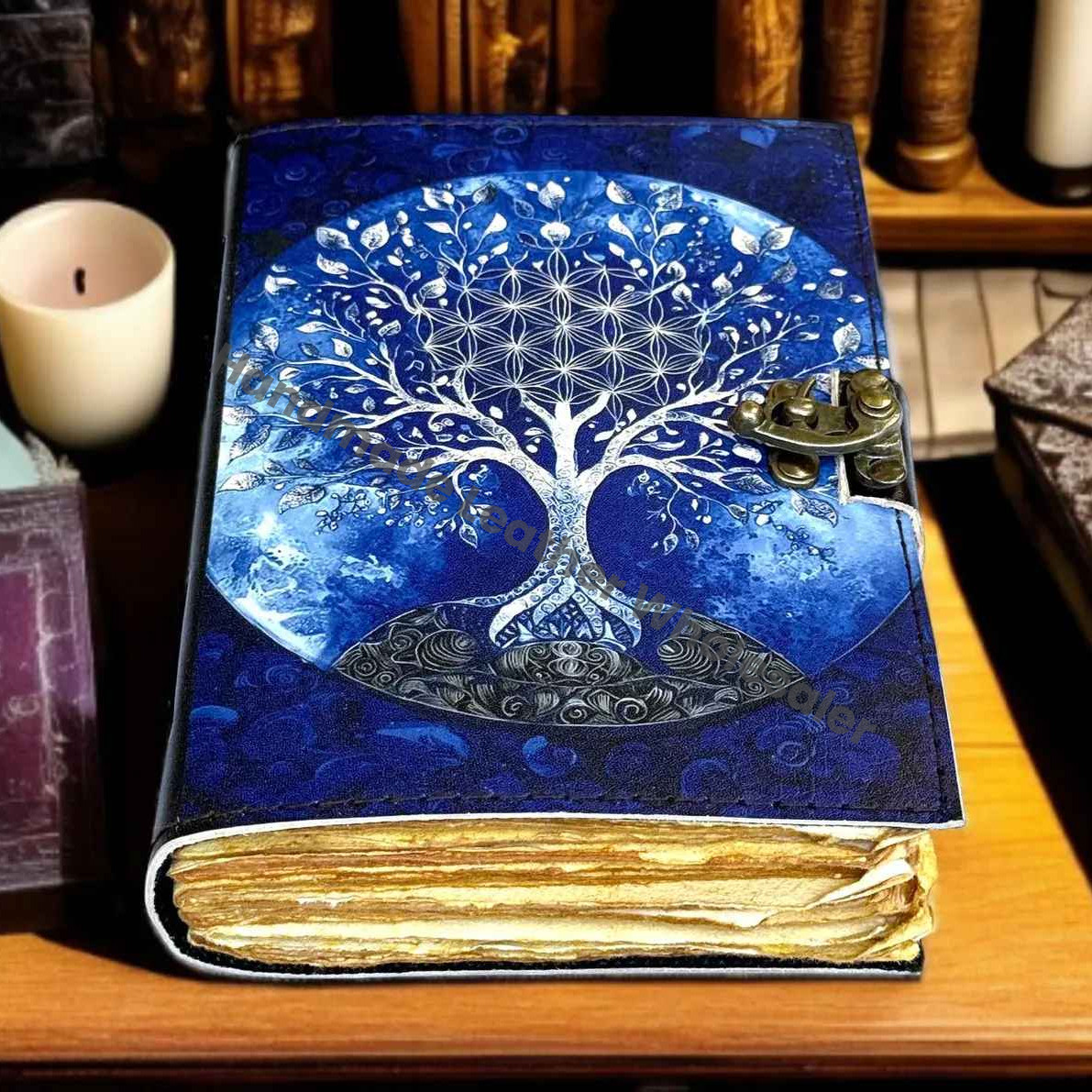 Handmade Moon Tree Leather Grimoire Journal Wiccan Book of Shadows Witchcraft Spell book & Wiccan Pagan Gothic Occult