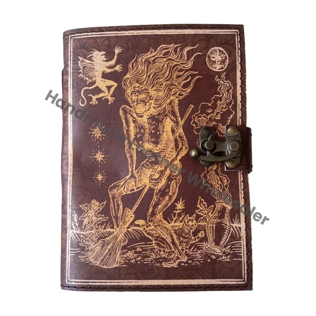 Handmade Old Man Leather Printed Retro Collage Poster Paper Design Cotton Vintage Bound Travel Notebook & Sketchbook planner