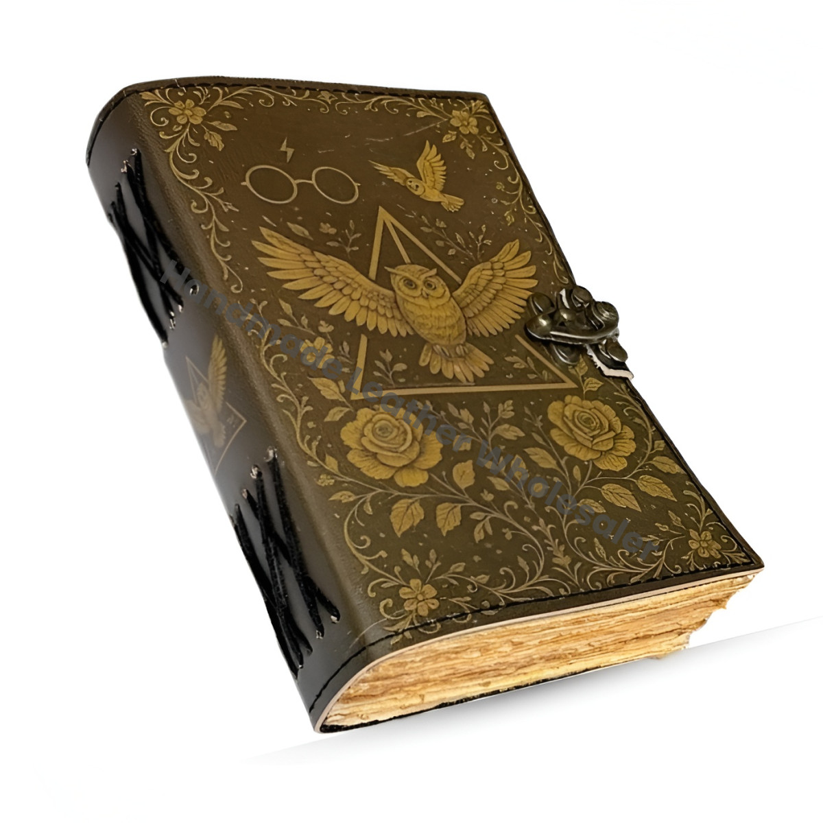 Handmade Owl Leather Grimoire – Blank Book of Shadows, Witchy Journal