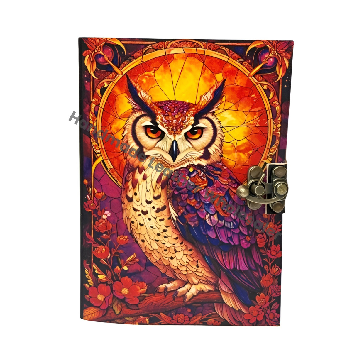 Handmade Owl Leather Grimoire - Witchy Book Of Shadows Vintage Blank Spell Journal