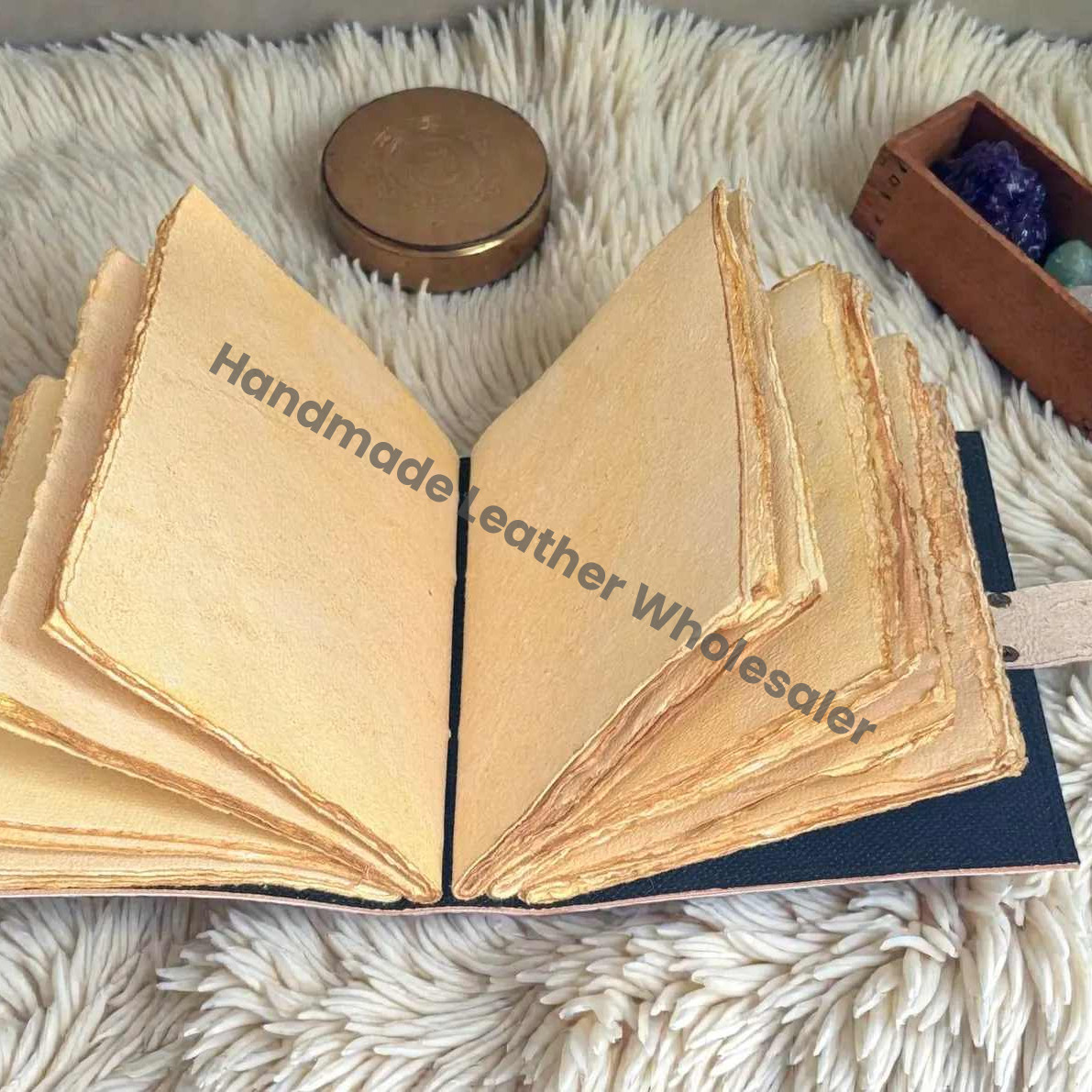 Handmade Owl Leather Grimoire - Witchy Book Of Shadows Vintage Blank Spell Journal