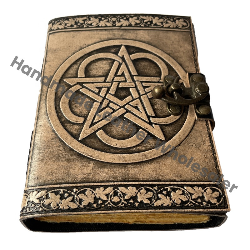 Handmade Personal Organizer Leather Hardcover Journal with Celtic Antique Design Custom Logo Option Gift for Office/School Use