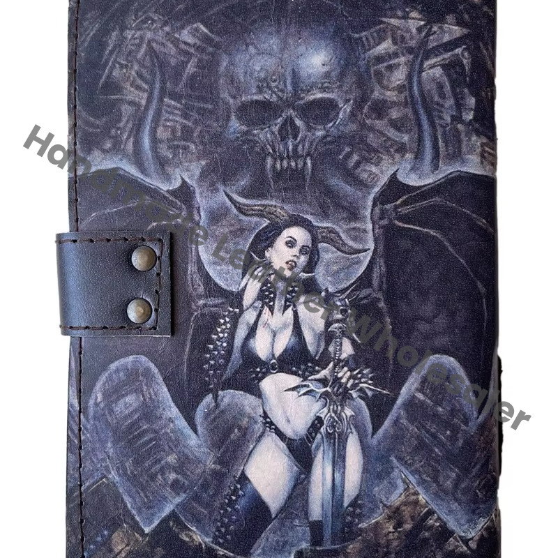 Handmade Printed Hard Leather Cover Address Book with 100 Sheets Eco-friendly Paper Vintage Classic Design Travel Diary Gift