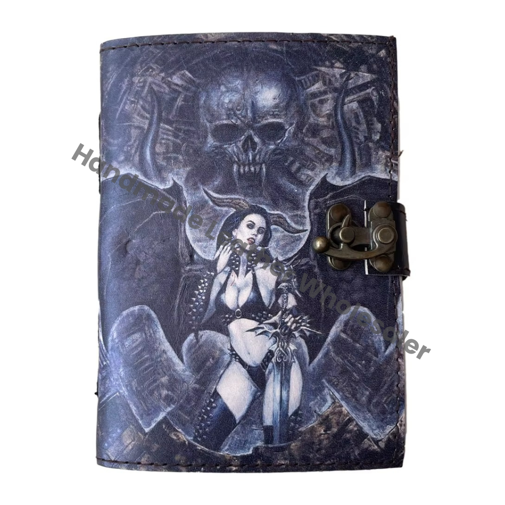 Handmade Printed Hard Leather Cover Address Book with 100 Sheets Eco-friendly Paper Vintage Classic Design Travel Diary Gift