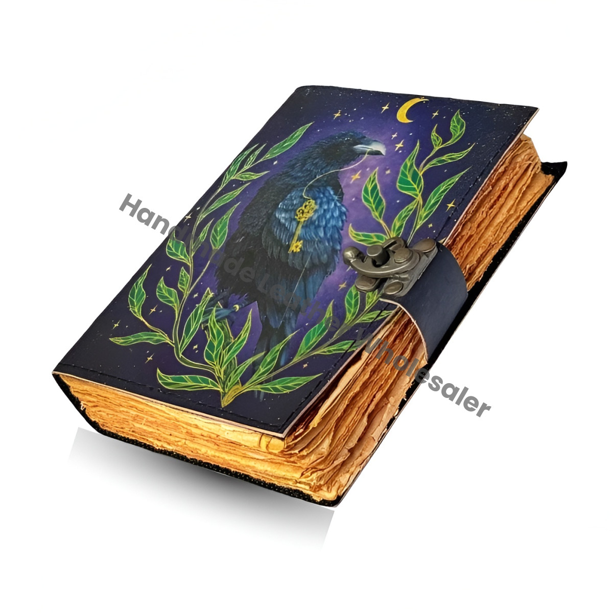 Handmade Raven Leather Journal, Gothic Book of Shadows, Witchy Grimoire