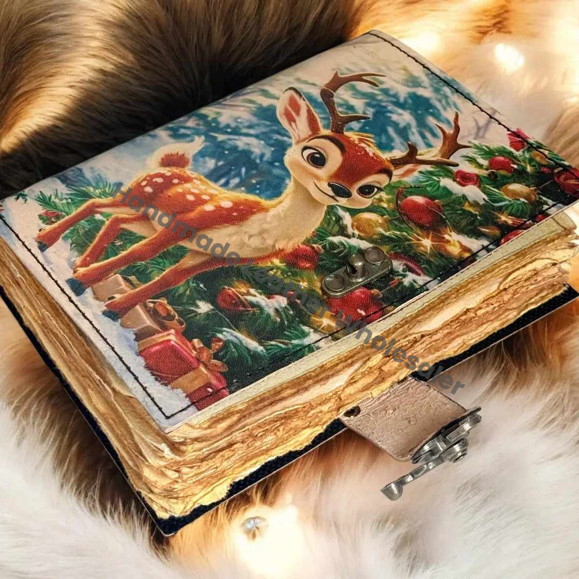 Handmade Reindeer Christmas Journal | Vintage Lock Diary