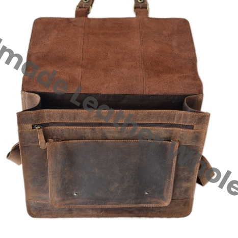 Handmade Retro Soft Leather Unique New Design Vintage Crazy Horse Leather Durable Sling Bag Handbag Office Bag