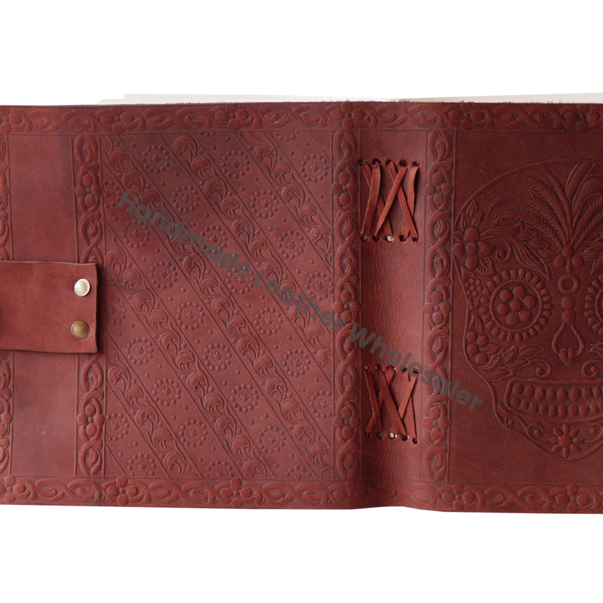 Handmade Soft Leather Spiral Binding Printed Day Dead Skull Embossed Design Address Book Eco-friendly Paper Gift Cover
