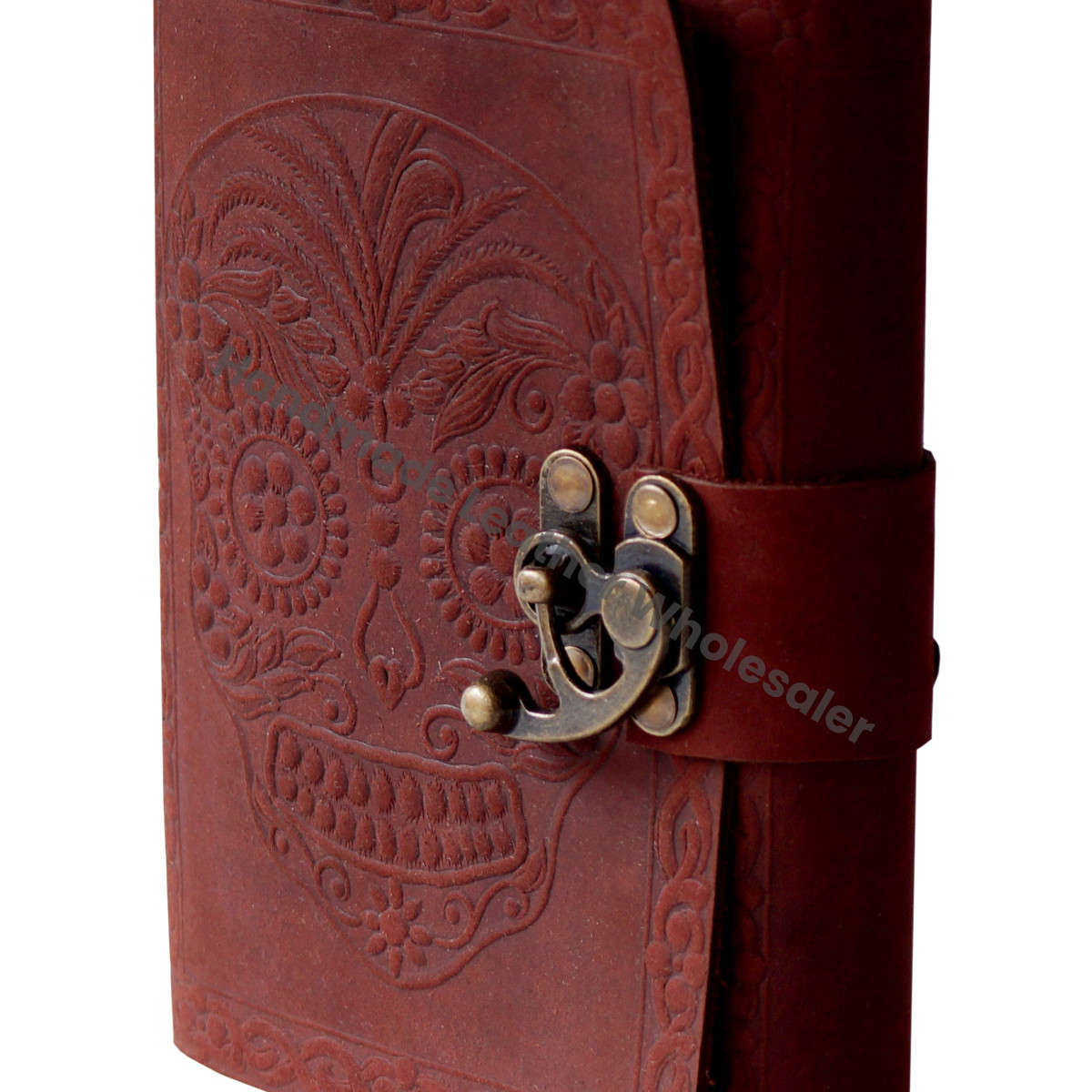 Handmade Soft Leather Spiral Binding Printed Day Dead Skull Embossed Design Address Book Eco-friendly Paper Gift Cover