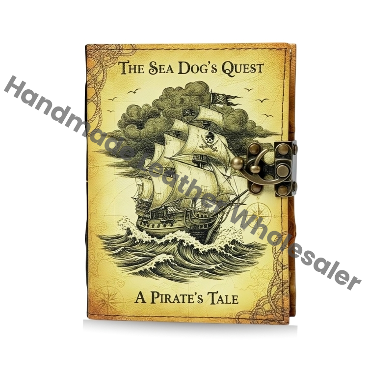 Handmade The Sea Dog’s Quest Leather Journal Vintage Ship Notebook for Adventures, Stories & Treasures Antique Spell Book of Shadows