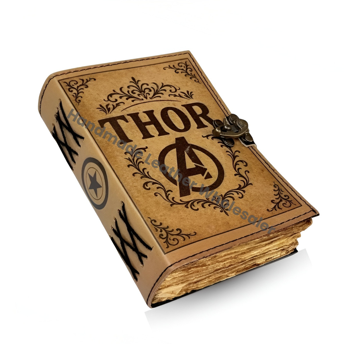 Handmade Thor Leather Journal, Avengers Grimoire, Comic Book