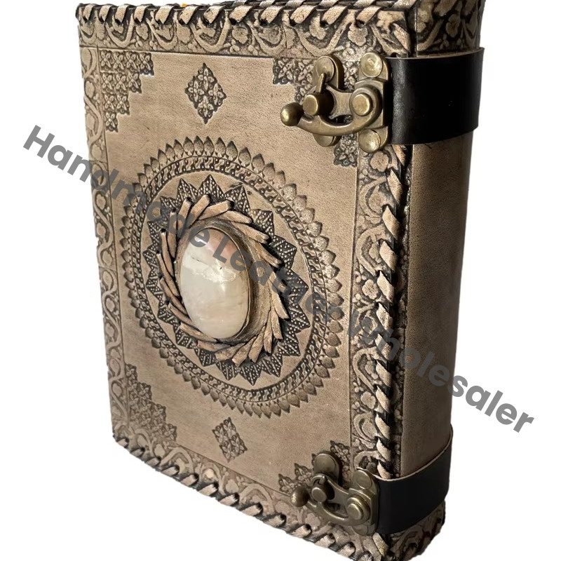 Handmade Vintage Antique Leather Journal Charcoal Stone Travel Regular Hand Design Sketchbook Planner Spell Wiccan Thermal Gift