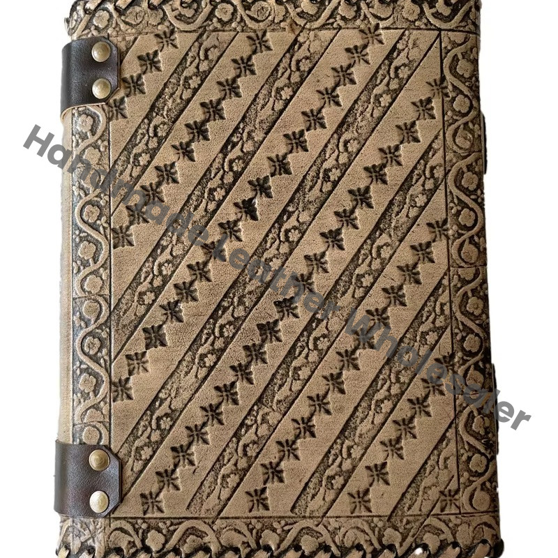 Handmade Vintage Antique Leather Journal Charcoal Stone Travel Regular Hand Design Sketchbook Planner Spell Wiccan Thermal Gift