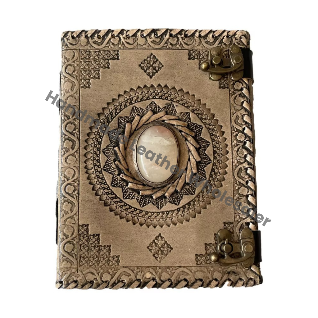 Handmade Vintage Antique Leather Journal Charcoal Stone Travel Regular Hand Design Sketchbook Planner Spell Wiccan Thermal Gift