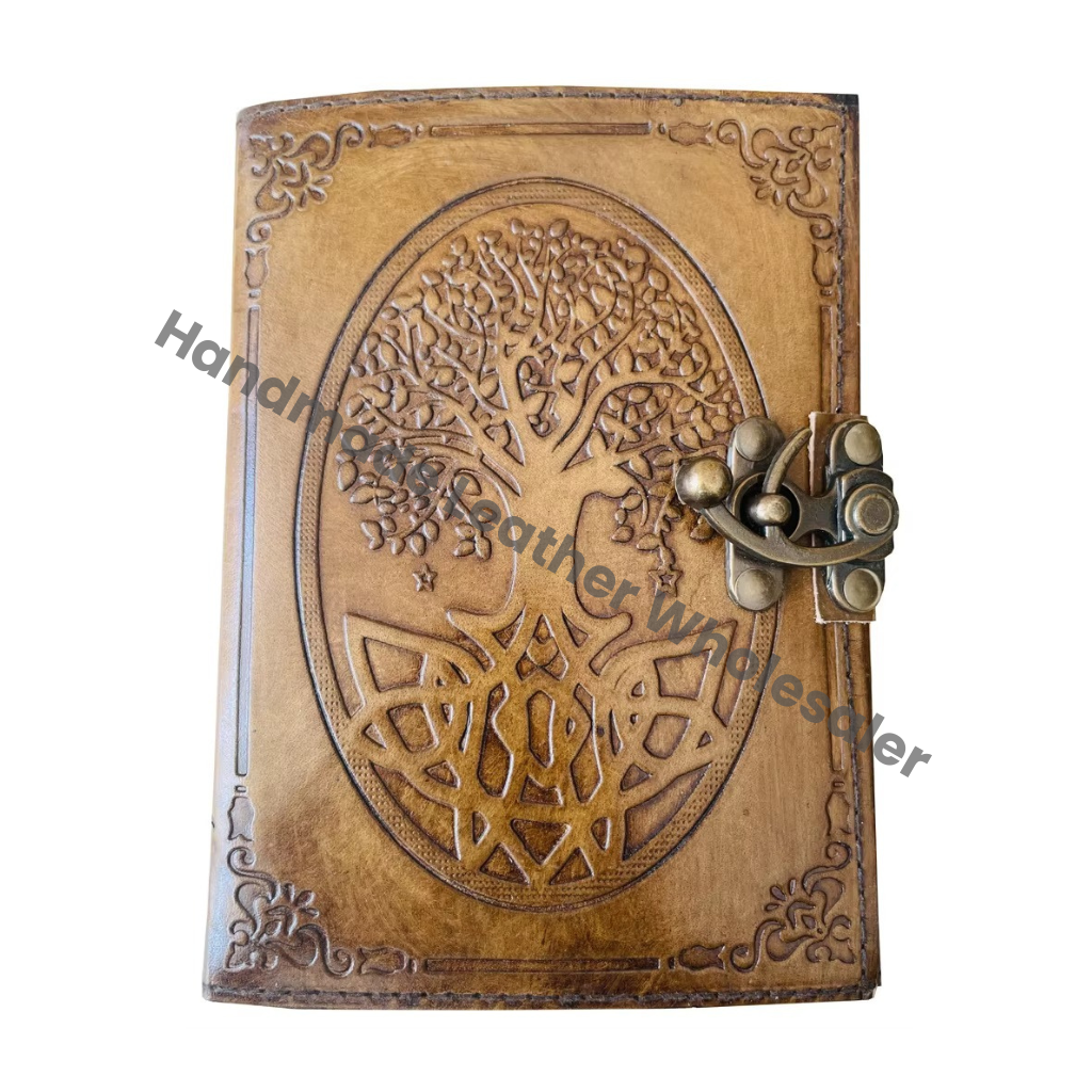 Handmade Vintage Antique Leather Journal Charcoal Tree Life Travel Regular Hand Embossed Mushroom Design Sketchbook Planner