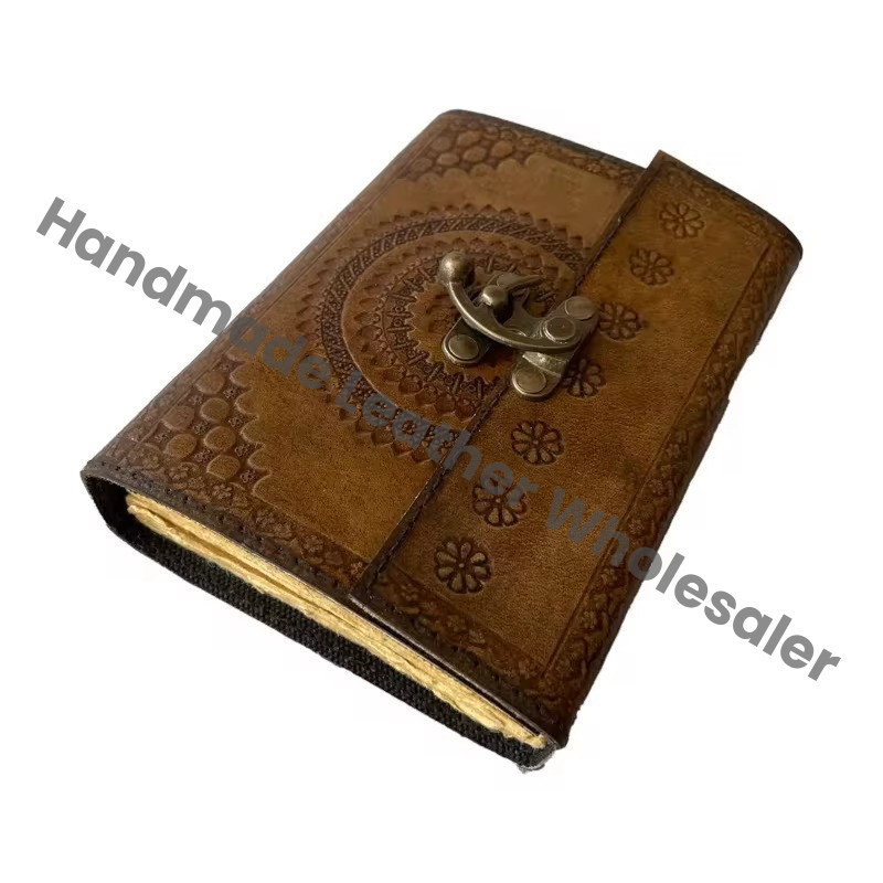 Handmade Vintage Leather Hardcover Journal Charcoal Chakra Antique Regular Embossed Recyclable Paper Sketchbook Planner Gift
