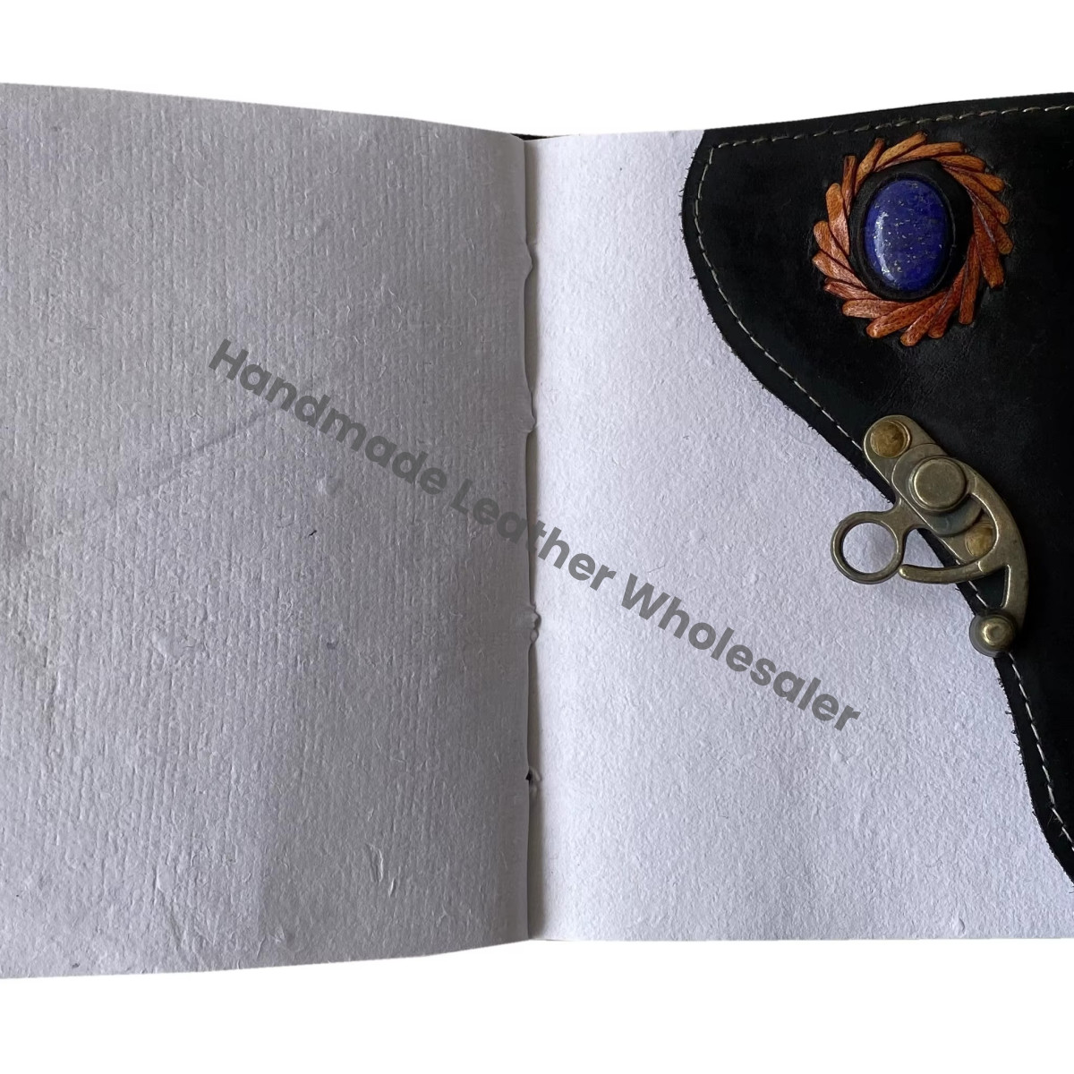Handmade Vintage Leather Journal Stone Book Shadows Design Thermal Binding Unisex Grimoire Spells Wiccan Sketchbook Travel Gift