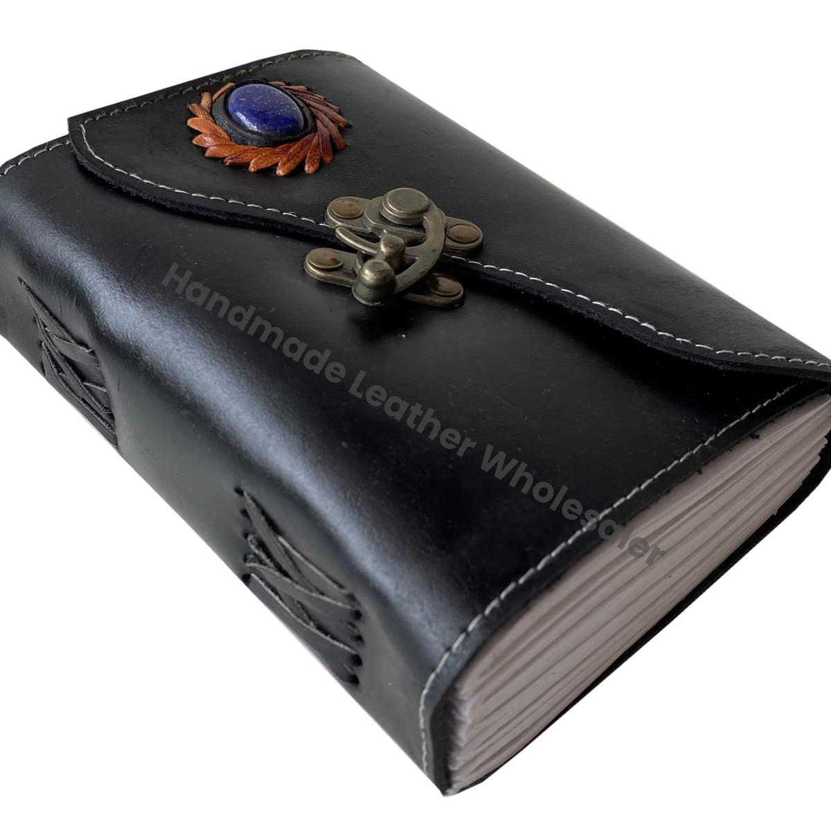 Handmade Vintage Leather Journal Stone Book Shadows Design Thermal Binding Unisex Grimoire Spells Wiccan Sketchbook Travel Gift