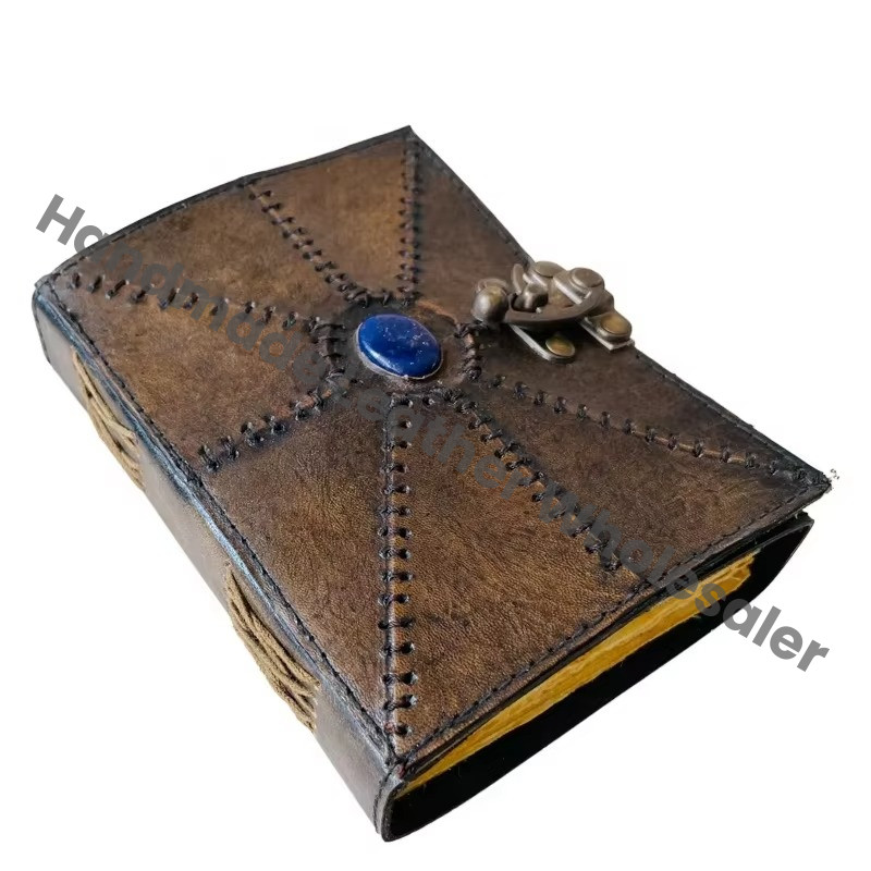 Handmade Vintage Leather Spiral Hardcover Charcoal Journal Lapiz Stone Antique Travel Sketchbook Planner Spell Wiccan Gift