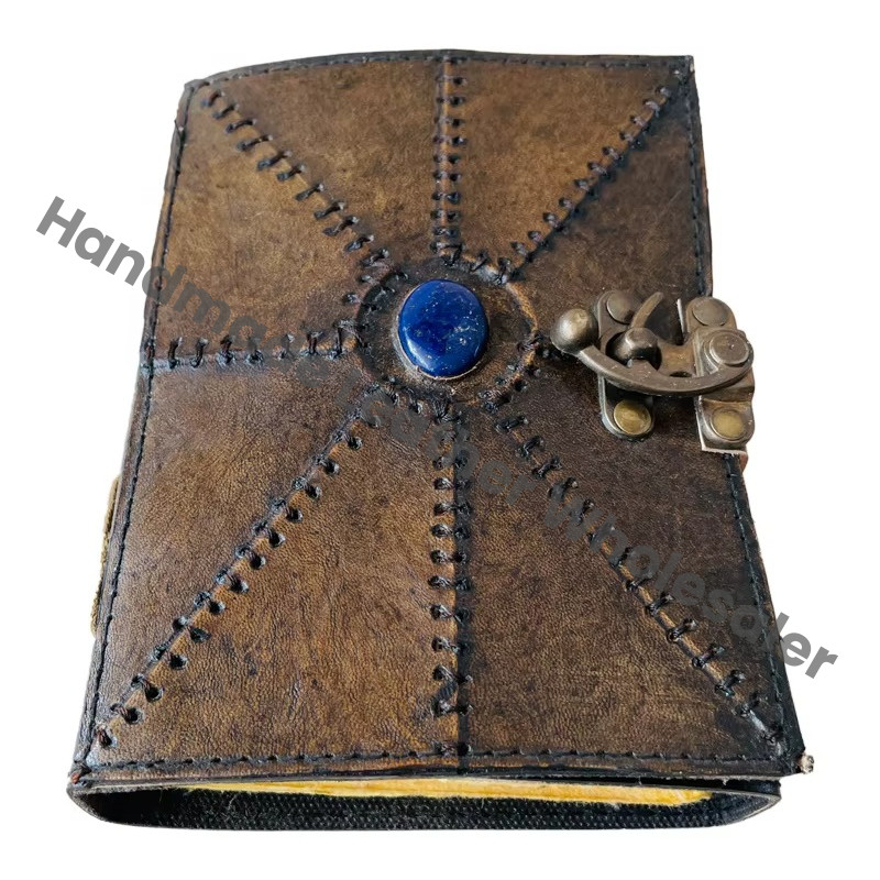 Handmade Vintage Leather Spiral Hardcover Charcoal Journal Lapiz Stone Antique Travel Sketchbook Planner Spell Wiccan Gift