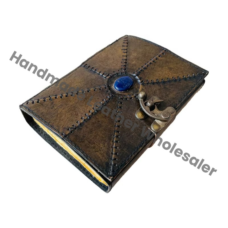 Handmade Vintage Leather Spiral Hardcover Charcoal Journal Lapiz Stone Antique Travel Sketchbook Planner Spell Wiccan Gift