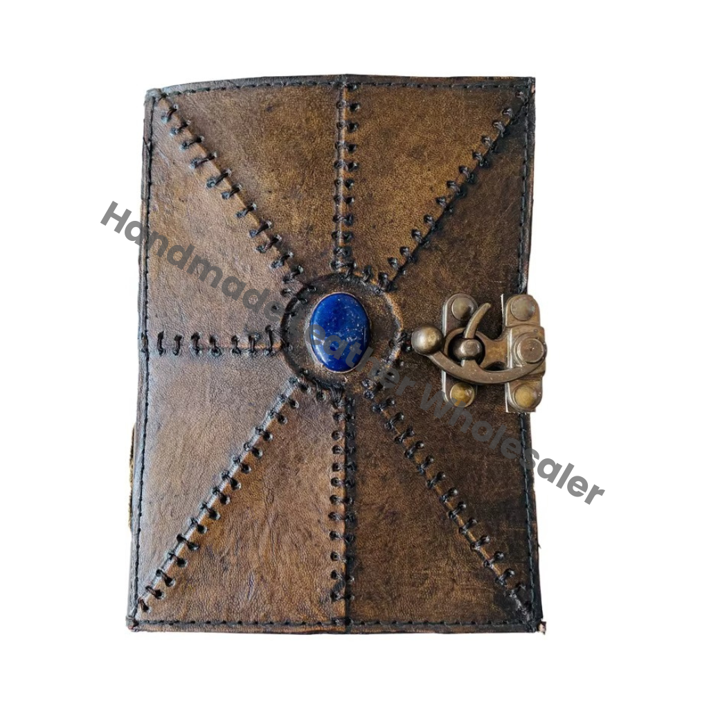 Handmade Vintage Leather Spiral Hardcover Charcoal Journal Lapiz Stone Antique Travel Sketchbook Planner Spell Wiccan Gift