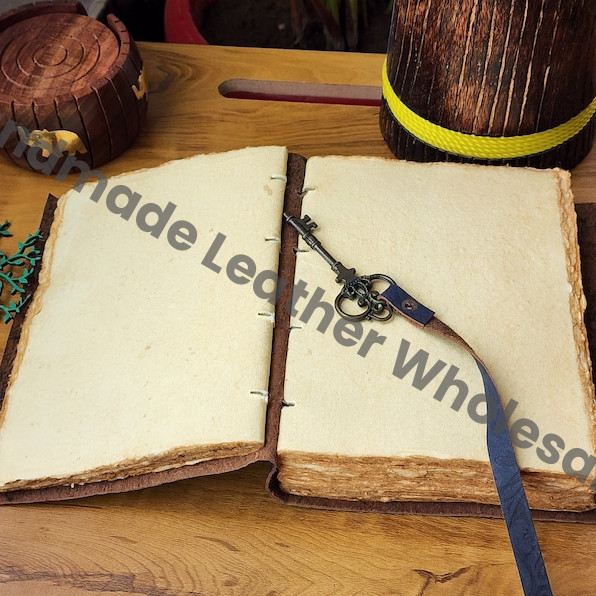 Handmade Vintage Look Leather Journal – Book of Shadows Antique Deckle Edge Paper, Wiccan Pagan Grimoire Witchcraft Spellbook Gift