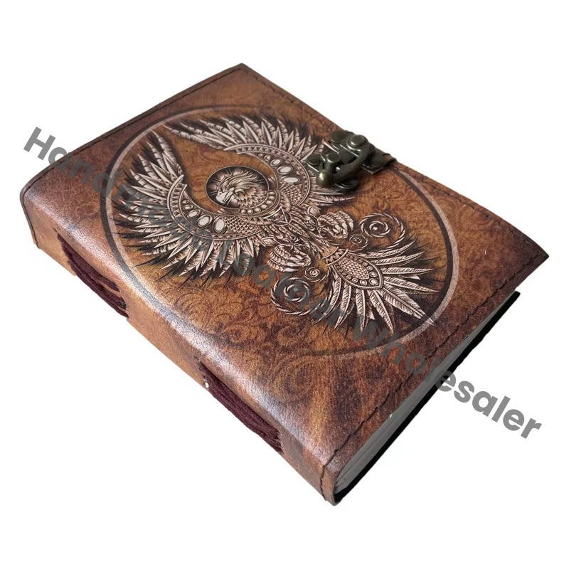Handmade Vintage Phoenix Book Address Book Retro Collage Deckle Edge Hard Leather Cover Eco-friendly Paper Gift Writing Drawing Book