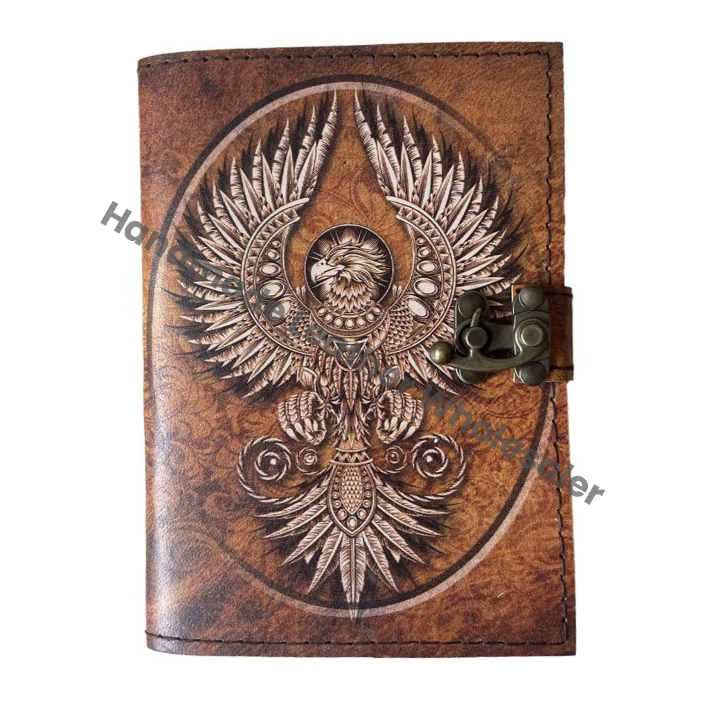Handmade Vintage Phoenix Book Address Book Retro Collage Deckle Edge Hard Leather Cover Eco-friendly Paper Gift Writing Drawing Book