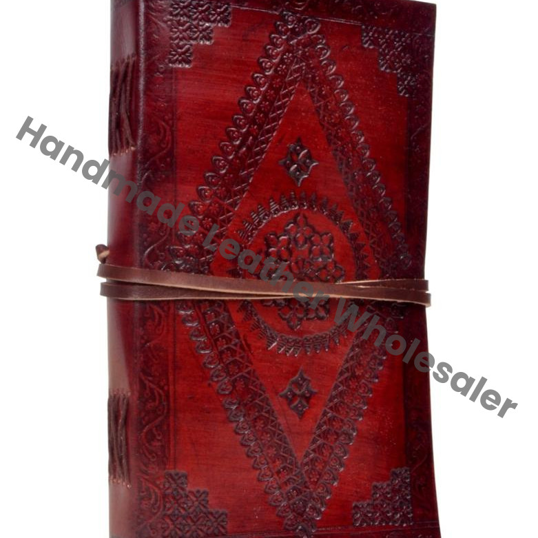 Hardcover Eco-friendly Paper Business Journal Travel Gift Handmade Red Embossed Leather Diary Hardcover Journal Gift for Him Her