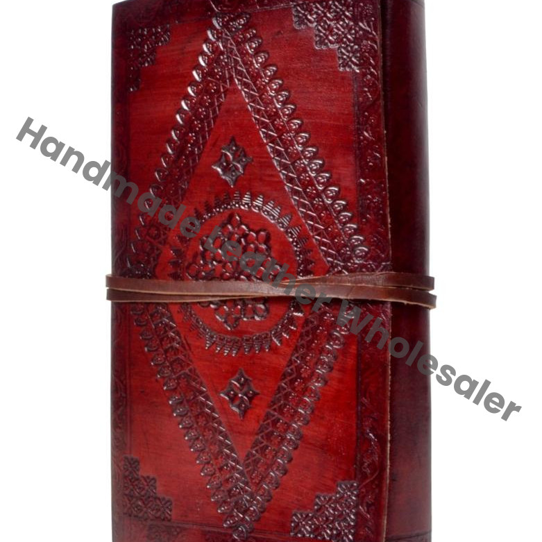 Hardcover Eco-friendly Paper Business Journal Travel Gift Handmade Red Embossed Leather Diary Hardcover Journal Gift for Him Her