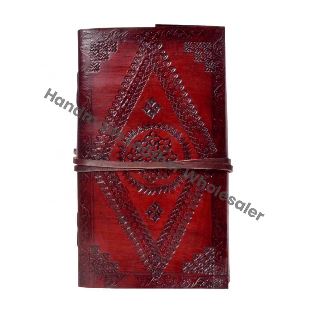 Hardcover Eco-friendly Paper Business Journal Travel Gift Handmade Red Embossed Leather Diary Hardcover Journal Gift for Him Her