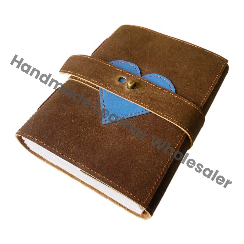 Heart Handmade Leather Hardcover Notebook Journal Vintage Book Design Writing Planner Meditation Self Care Gift Custom Logo