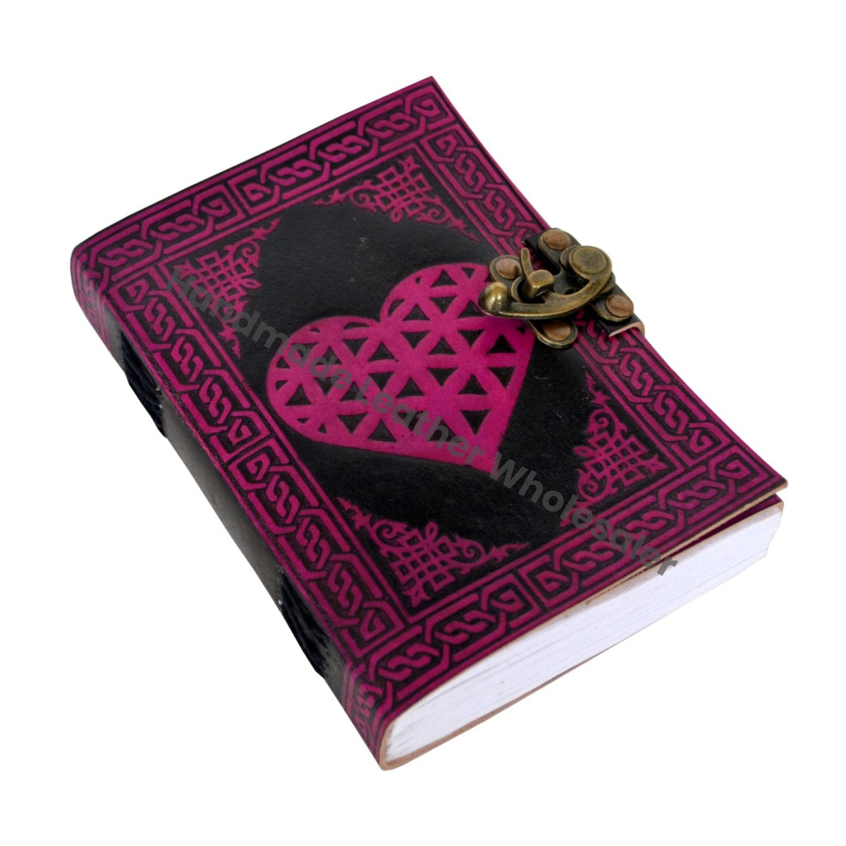 Heart Journal Dairy Classic Leather Hard Cover Personalized Cotton Paper Bound Antique Leather Book for Sketching Drawing