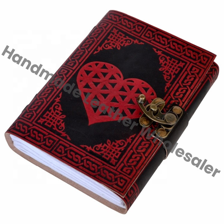 Heart Leather Journal Classic Hard Cover Personalized Dairy Cotton Paper Bound Antique Book Sketching Drawing Traveler Planner