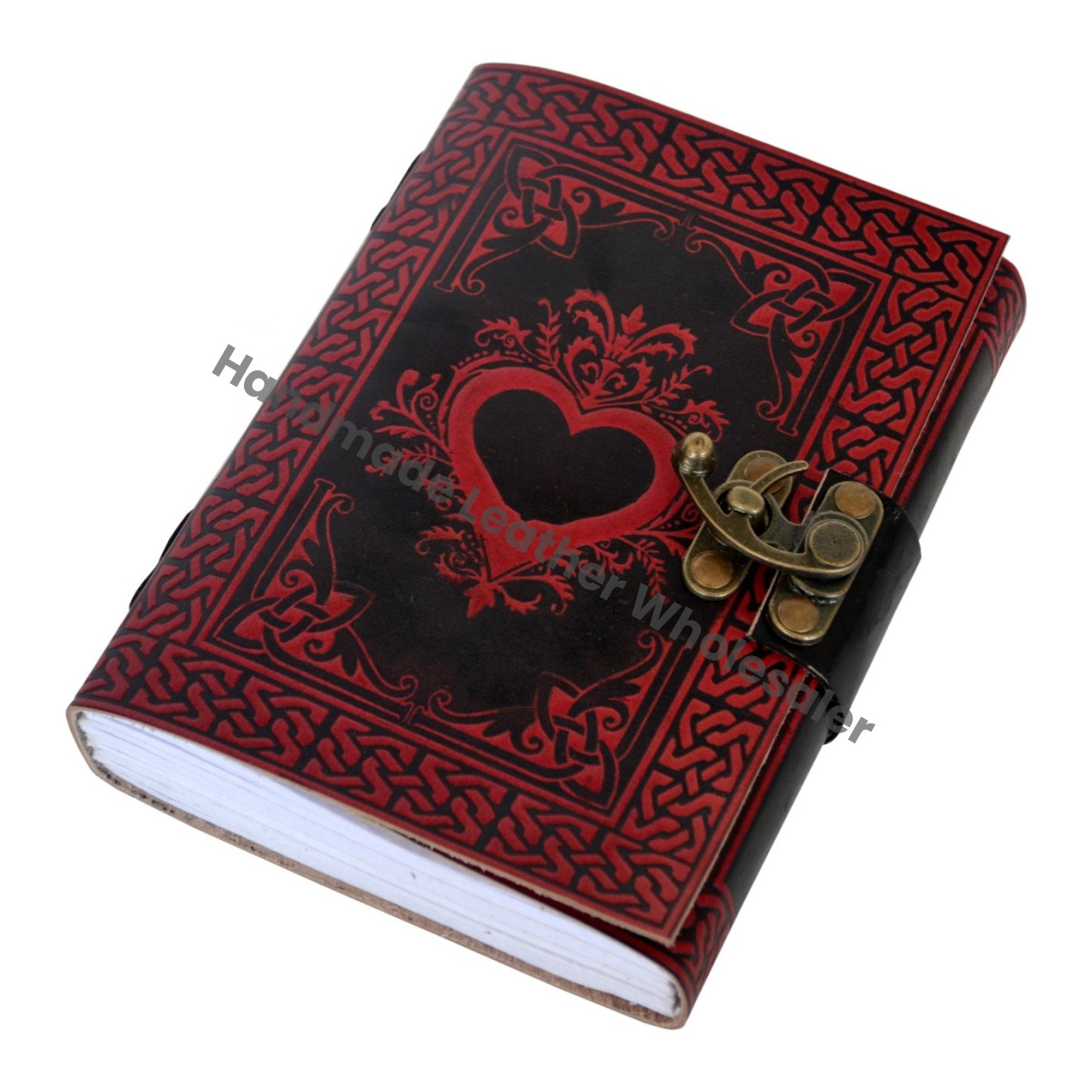 Heart Leather Journal Dairy Classic Hard Red Cover Personalized Cotton Paper Bound Antique Book Sketching Drawing Gift Custom