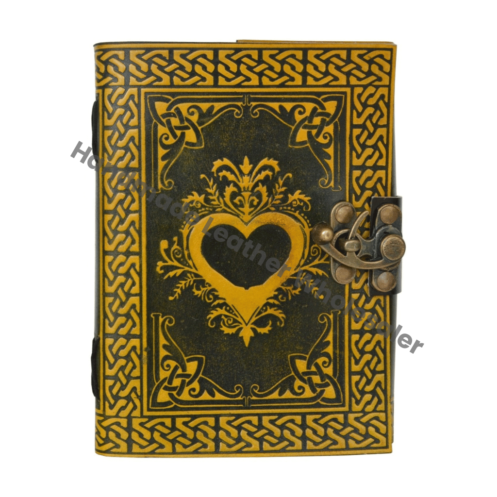 heart Leather Journal Dairy Leather Hard Cover Cotton Paper Bound Antique Book For Sketching Drawing Writing Planner Shadows