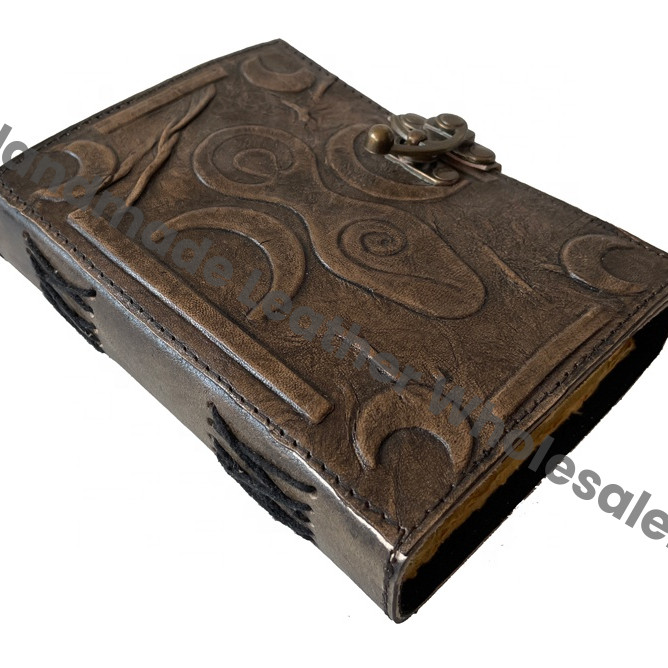 High Quality Vintage Hardcover Leather Journal Handmade Spiral Binding Saddle Stitching Eco-friendly Gift Diary Notebook