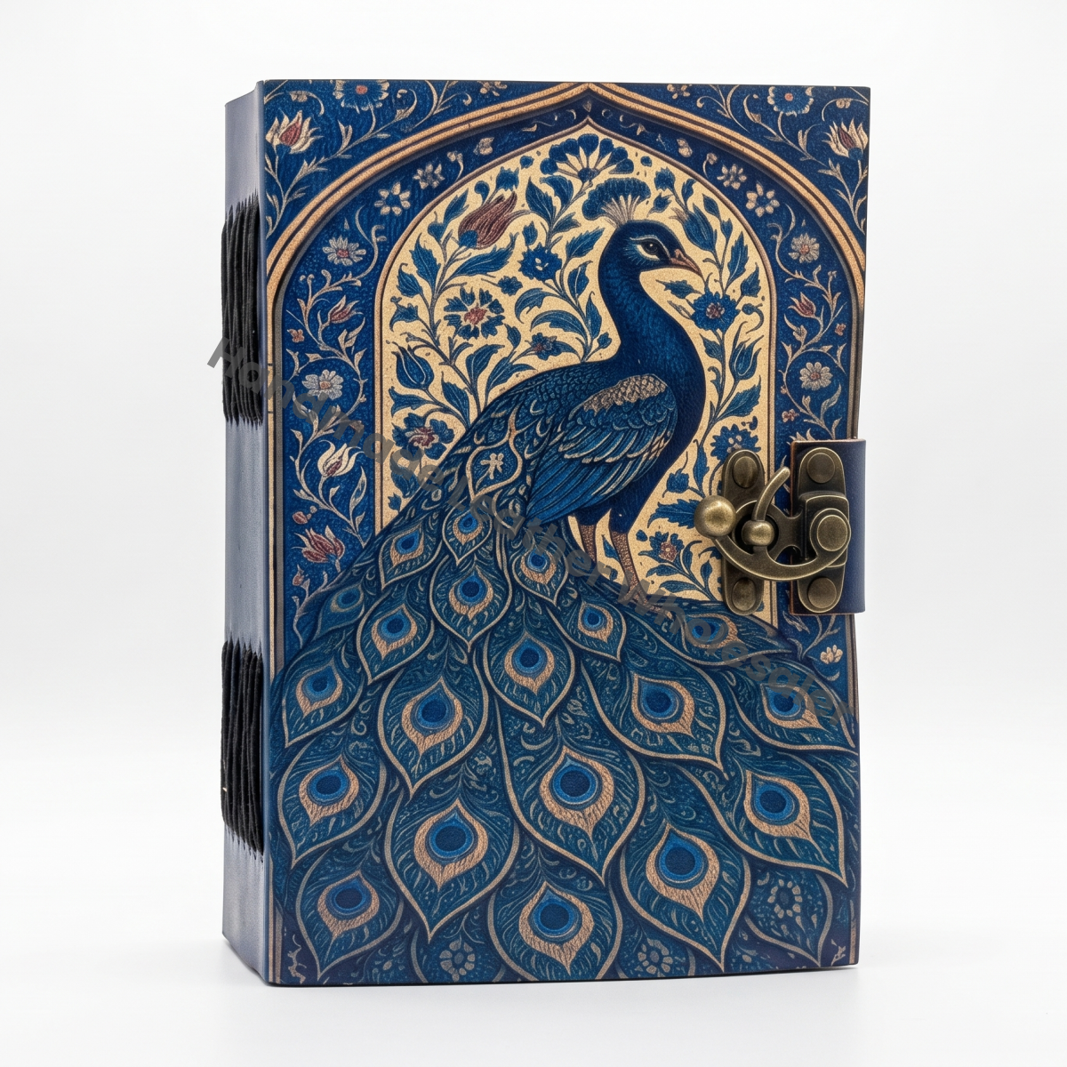 HLW Handmade Peacock Leather Journal Vintage Floral Notebook Deckle Edge Paper Celestial Diary Writing Book Personalized Gift Idea