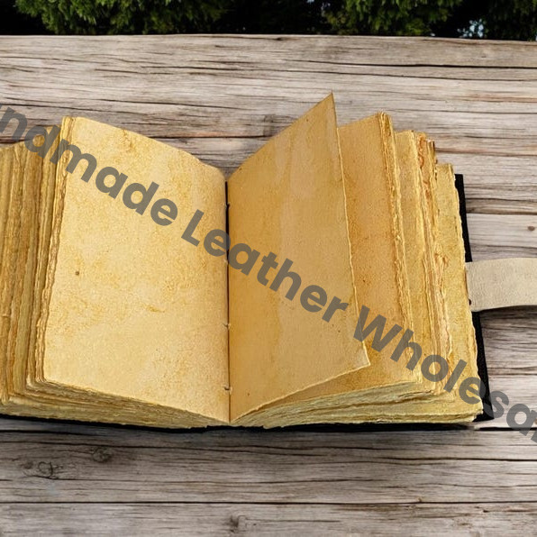 HLW Handmade Peacock Leather Journal Vintage Floral Notebook Deckle Edge Paper Celestial Diary Writing Book Personalized Gift Idea
