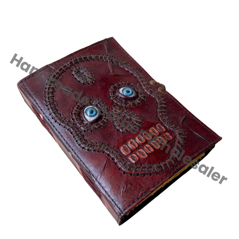 Hocus Pocus Book of Spell Handmade Skull Recycled Deckle Blank Pages God Eye Magical Spell Books Gift Cover Blank Journal