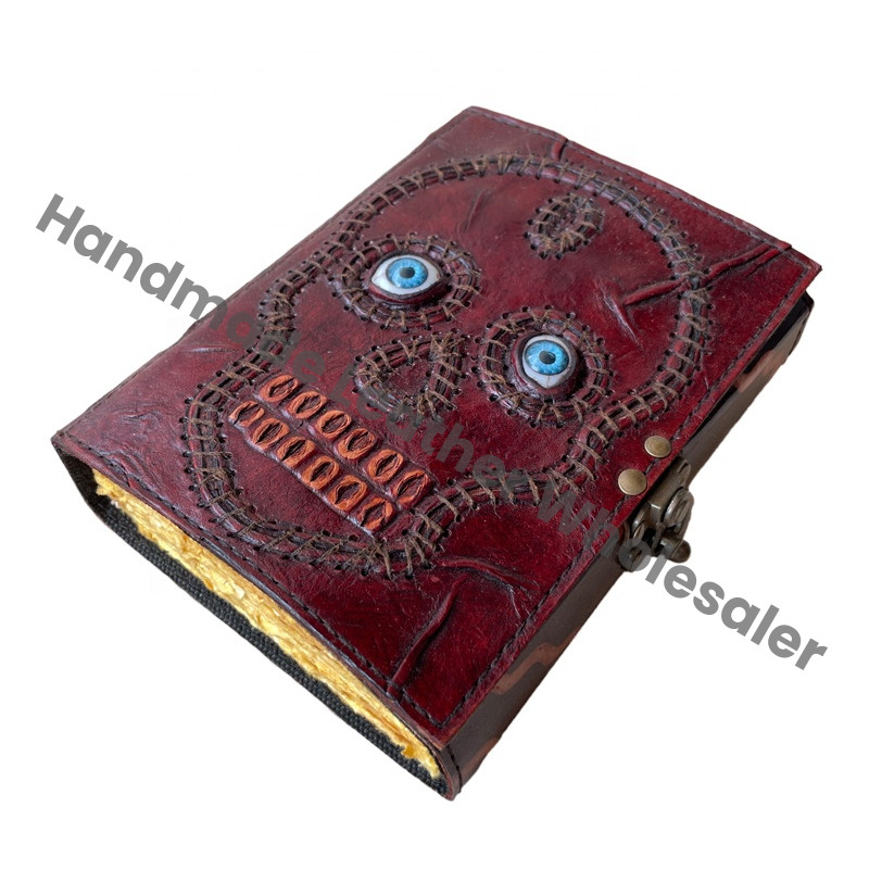 Hocus Pocus Book of Spell Handmade Skull Recycled Deckle Blank Pages God Eye Magical Spell Books Gift Cover Blank Journal
