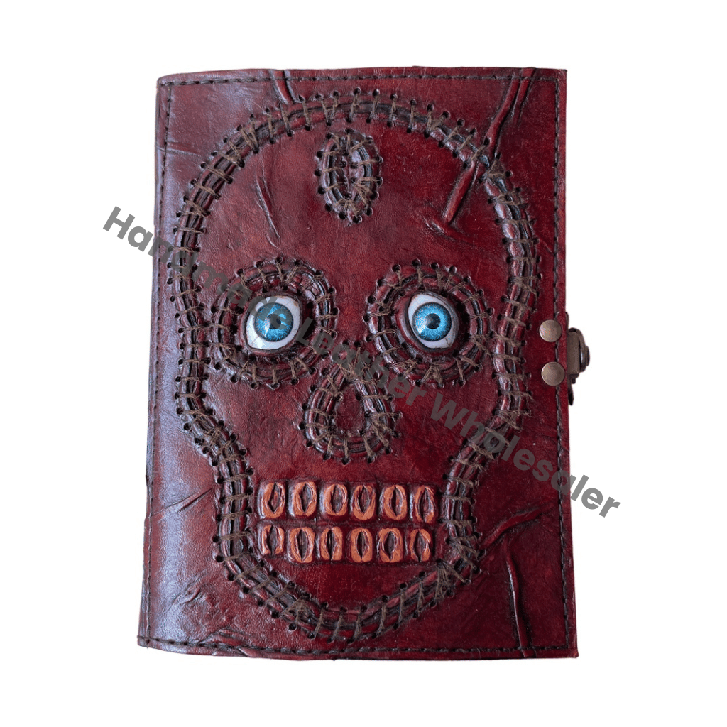 Hocus Pocus Book of Spell Handmade Skull Recycled Deckle Blank Pages God Eye Magical Spell Books Gift Cover Blank Journal