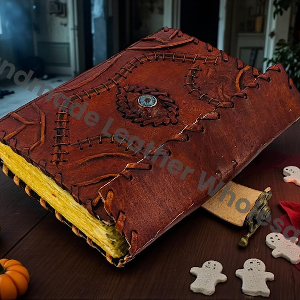 Hocus Pocus Book of Spells • Leather Spell Book of Shadows • Wiccan Pagan Journal • Halloween Decoration & Gift for Him and Her