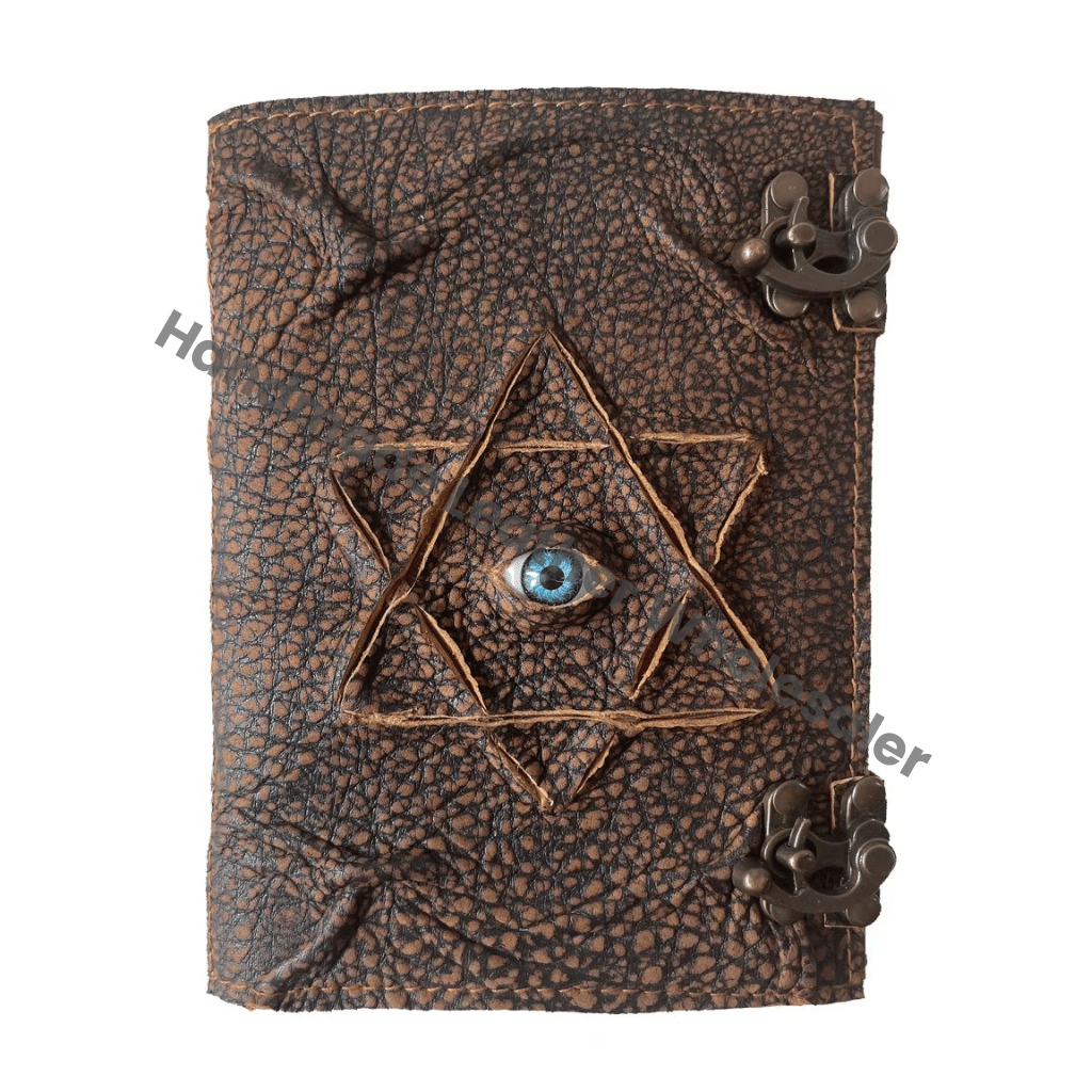 Hocus Pocus Book of Spells Pentagram Eye Journal Book Gifts Halloween Decorations Decor Leather Journal Writing Book of Shadows