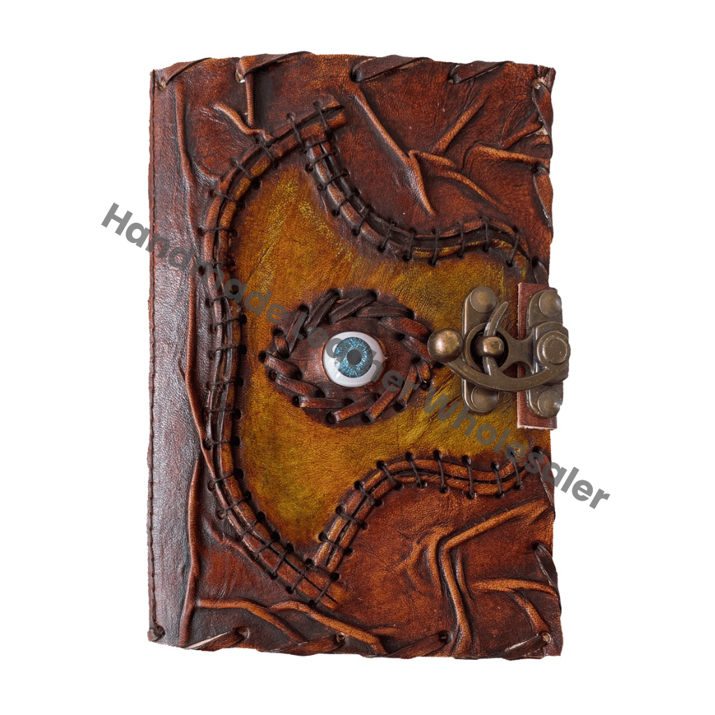 Hocus Pocus Book Spell God Eye Magical Handmade Spiral Bound Recycled Deckle Journal Blank Pages Hard Leather Cover Gift