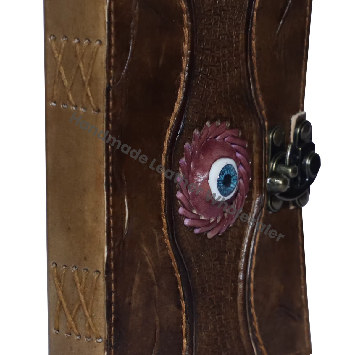Hocus Pocus Book Spells Charcoal Vintage Hard Leather Cover Journal Saddle Stitched Eco-friendly Paper Handmade Halloween Decor