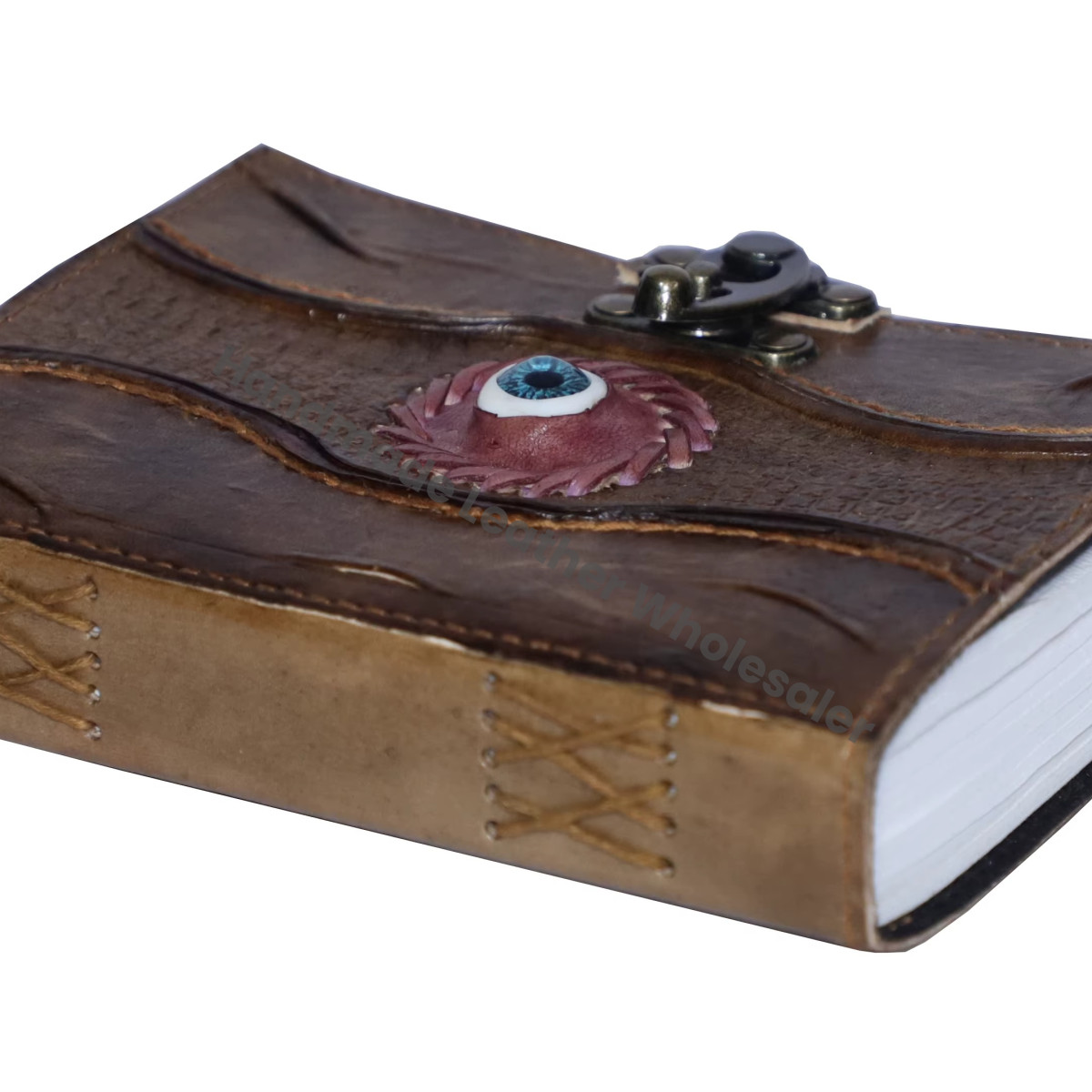 Hocus Pocus Book Spells Charcoal Vintage Hard Leather Cover Journal Saddle Stitched Eco-friendly Paper Handmade Halloween Decor