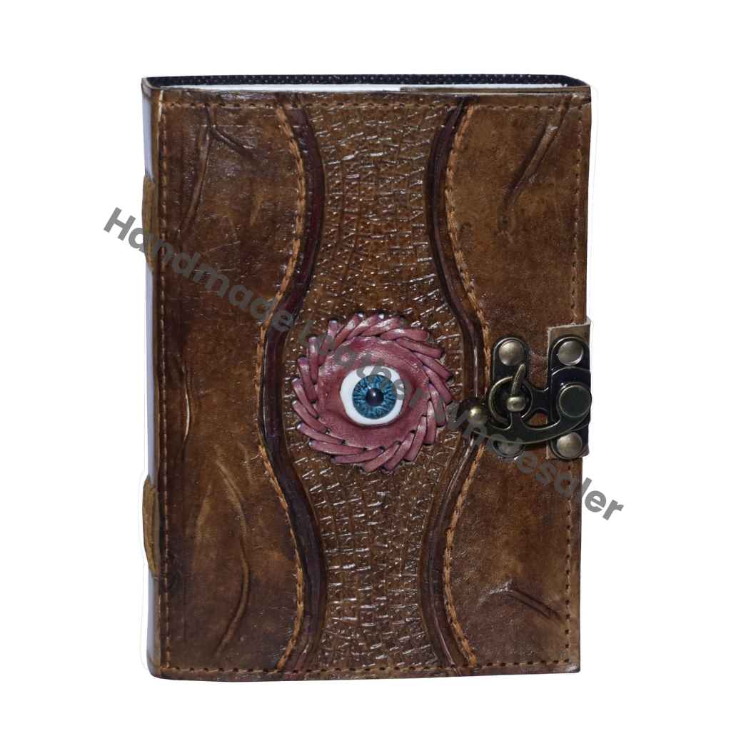 Hocus Pocus Book Spells Charcoal Vintage Hard Leather Cover Journal Saddle Stitched Eco-friendly Paper Handmade Halloween Decor